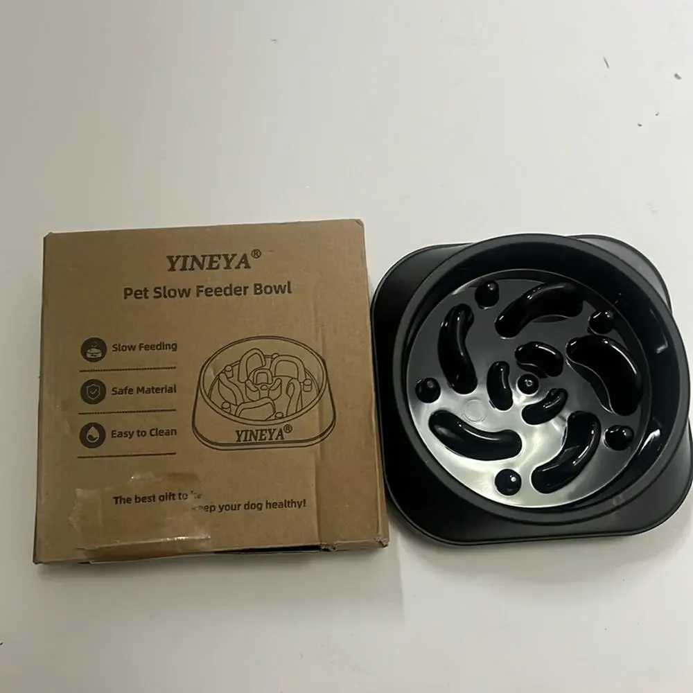 YINEYA‎ PET SLOW FEEDER DOG BOWL SMALL BREED DOG NWT BLACK